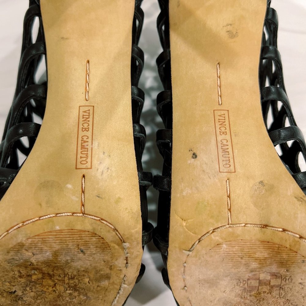Vince Camuto Black Dontanela Caged Peep Toe Stiletto Heels 6 - Picture 9 of 10